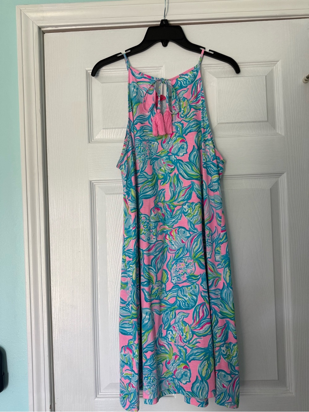 Lilly Pulitzer Pink Floral Maxi Dress Size M Tassel Tie Back Tropical Resort